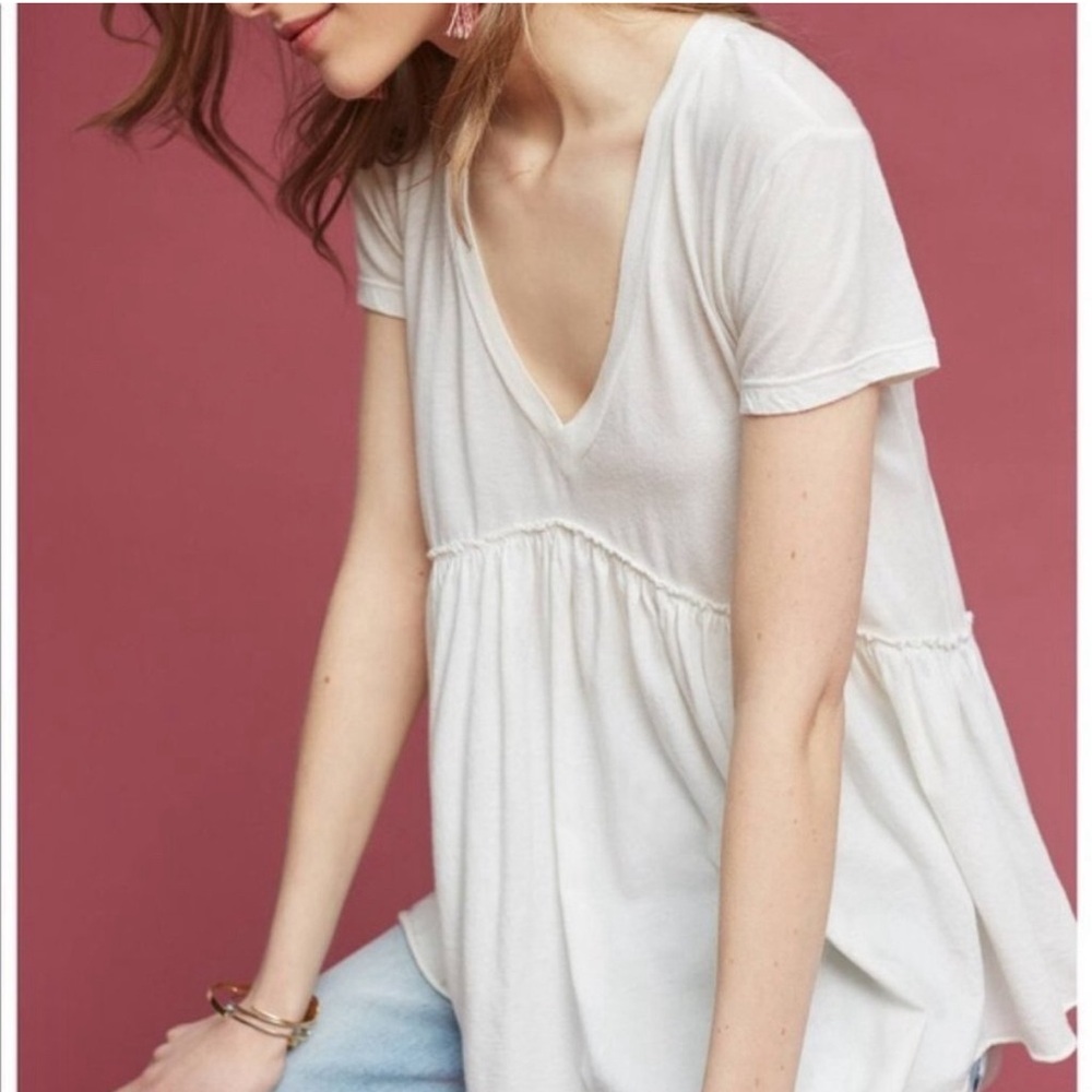 Anthropologie T.la Pemplum v-neck shirt Citron